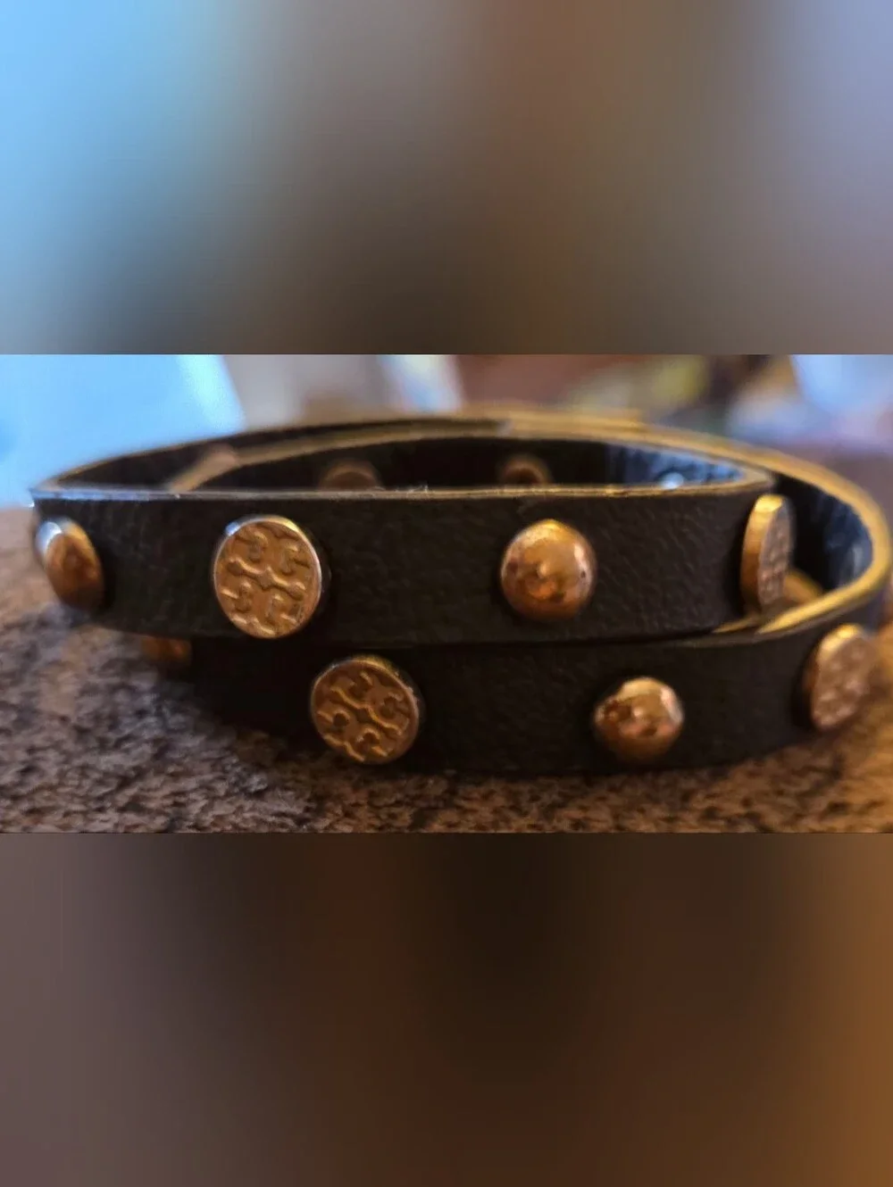 Tory Burch Inspired Black Leather Wrap Bracelet